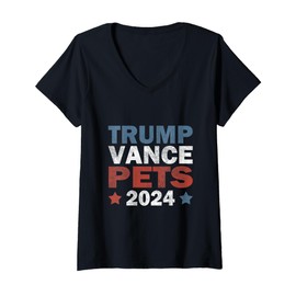 Womens Trump Vance Pets 2024 Pets Cats Ducks Dogs For Trump 2024 V-Neck T-Shirt