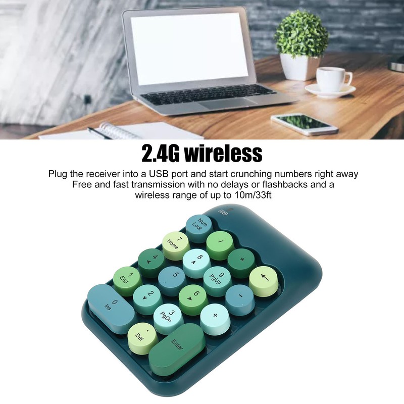 2.4GHz Wireless Numeric Keypad 18 Keys Retro Color Round Keycaps