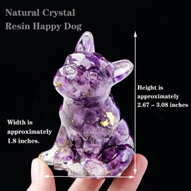 RJINGSHI Crystal Resin French Bulldog Drops Home Decor Gift Dog Figurine Set for Pug (Amethyst)