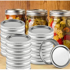 100Pcs/50 sets Canning Jar Lids and Rings Regular mouth, Split-type Lids with Silicone Seals Rings Leak Proof and Secure Canning Jar Caps