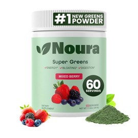 Noura Nutrition Super Greens Powder, 60 Servings - Immunity, Digestive Enzymes & Probiotics for Energy, Gut Health, Bloating Relief for Women - Greens Superfood Powder - Mixed Berry