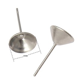 Perlin - Pack of 30 Stainless Steel Stud Earrings Setting for 8 mm Silver-Coloured Xilion Rivoli Rhinestones Cabochons Stud Earrings Blanks M558 x 3