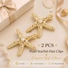 2 Pcs Starfish Pearl Hair Clip Summer Beach Gold Hair
