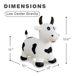 HotMax Bouncy Cow Hopping Horse Toys, Inflatable Bouncing Animal Hopper for Toddlers or Kids, Ride on Jumping Farm Toys for Boy or Girl Birthday Gift 2 3 4 Year Old (White Cow)