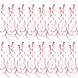 30 Pieces Hanging Swirl Party Decorations Ceiling Spiral Plastic Streamer for Birthday Graduation Wedding Celebration Baby Shower Party（Red）