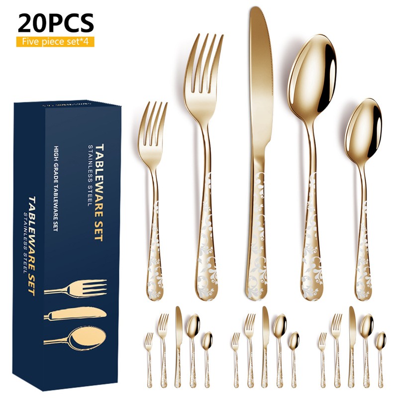 20PCS Stainless Steel Silverware Set Mirror-Polished Cutlery Flatware Set 4