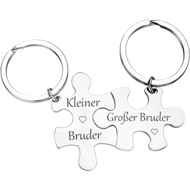 Brother Gifts Keyring for Big Brother Little Brother Funny Gift for Boys Man BFF Best Friend Birthday Gift, silver