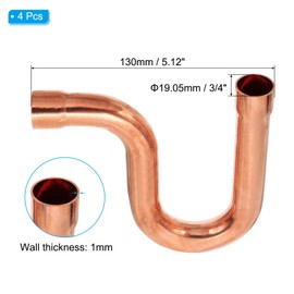 PATIKIL 3/4 Inch ID P-Trap Copper Pipe Fittings, 4 Pcs Welding Solder Sweat Connection for HVAC Refrigeration Air Conditioning Plumbing Supply