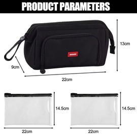 TYXHXTF Large Pencil Case Large Capacity Pencil Pouch for Girls Boys Women Men, Multifunctional Pen Bag Stationery Organizer for School and Office(Black)