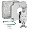 Outlet Box Kit, Includes 4x4'' Drawn Metal Electrical Box, 2