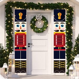 Esteopt Nutcracker Christmas Decorations Outdoor Christmas Decorations for Wall Decor & Christmas Gifts Nutcracker Soldier Model Hanging Banners