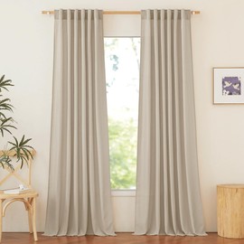 NICETOWN Thick Angora Linen Curtains for Bedroom, Rod Pocket & Back Tab Not See Through Linen Blend Privacy with Light Filtering Drapes for Farmhouse/Living Room, W55 x L95, 2 Panels