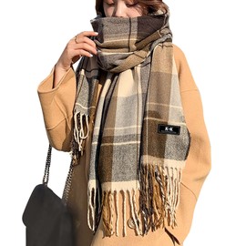 Scarf for Women - Winter Tartan Scarf Long Scarves Plaid Warm Shawl Wraps Blanket Scarf for Ladies Tassel Shawl Long Stole