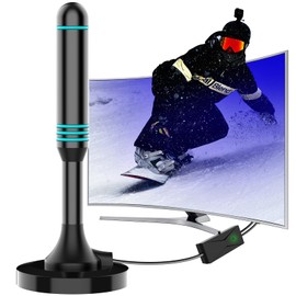 TV Antenna - Strong Magnetic Base Digital TV Antenna Indoor for Easy Installation, Long Range Reception TV Antenna for Local Channels, Easy Installation - 16.4 FT Coax HDTV Cable