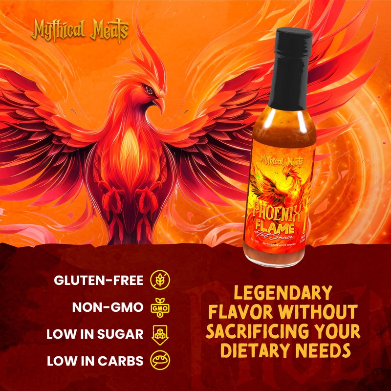 Mythical Meats Phoenix Flame Hot Sauce - Ghost Pepper &