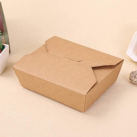 50 Pcs Kraft Paper Disposable Carry Containers 2000ML Takeaway Box Biodegradable Hot and Cold Take Out Food Container Leak Proof Design for Lunch, Party Leftovers, and Gift Boxes