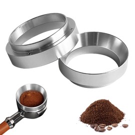 Puedno 51 mm Coffee Dosing Ring, Pack of 2 Universal Espresso Dosing Funnel, Espresso Funnel, Aluminium Coffee Dosing Ring, Coffee Powder, Exact Filling, Silver