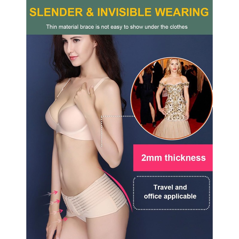 SUJAYU Back Brace for Lower Back Pain Women, Thin Support