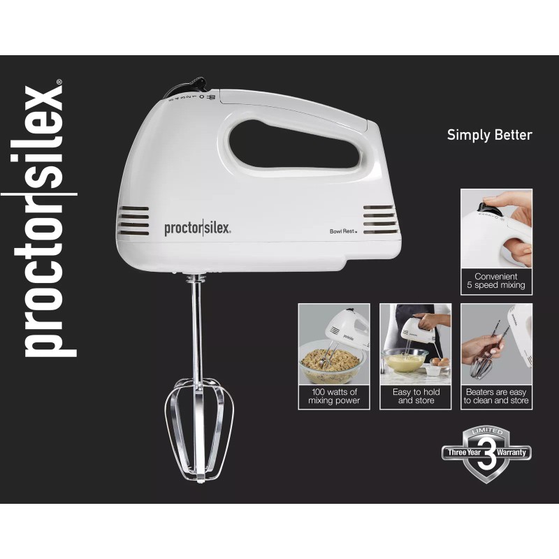 Hamilton Beach Proctor Silex Easy Mix Hand Mixer Model 62509PS