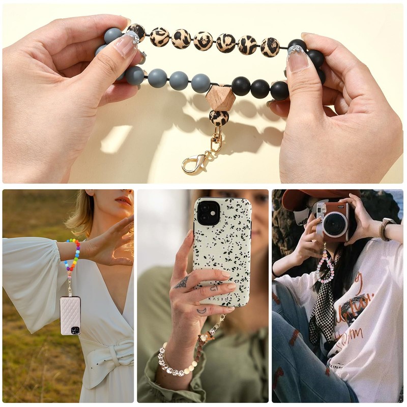 LEGENTLISUR Rainbow Silicone Beaded Phone Wrist Strap Cellphone Wristlet Lanyard