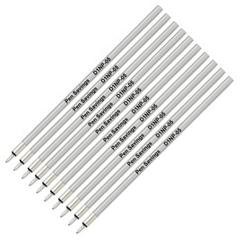 Pen Savings Mini D1 Needlepoint Ballpoint Pen Refills, 10 Pack, .5mm Extra Fine Point Tip, Smooth Flow Ink, 66mm, Metal Barrel (Black)