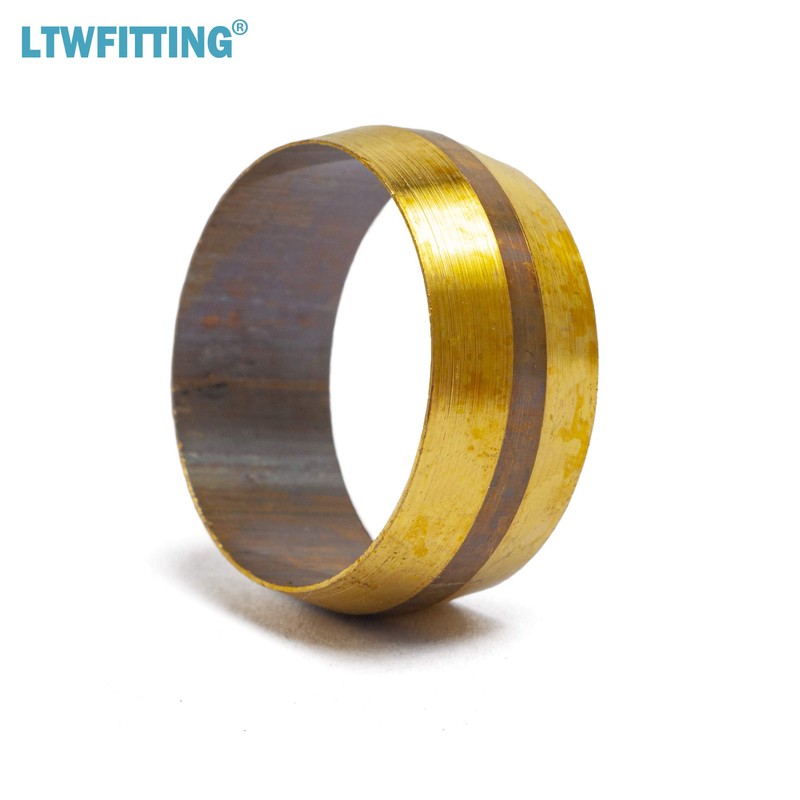 LTWFITTING 7/8-Inch Brass Compression Sleeves Ferrels,Brass Compression Fitting(Pack of 50)