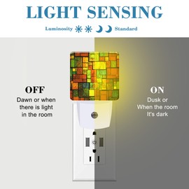 Uiaoiais Night Light Plug into Wall Colorful Stained Glass Wall Night Light with Dusk to Dawn Sensor Night Light for Kid Girls Boys Women Men Room Decor, Hallway, Kitchen, Bathroom, Nursery, Stairs