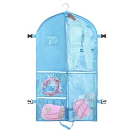 Garment Bags for Travel,Fabric Garment Bag with Pockets,Non-Woven Clothes Dance Costumes Covers And Mens Suit Pocket,40x24x3 Inch Dress Carry Storage,Large Garments Coat Protector (Blue)