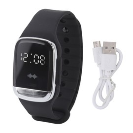 Ultrasonic Mosquito Repellent Bracelet Watch Temperature Detection USB Rechargeable Mosquito Wristband Watch Black