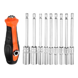 sourcing map 1/4" Metric Power Nut Driver Drill Bit Set 4/5/5.5/6/7/8/10/12/14mm Hex Nut Driver Screwdriver with 1/4" Hex Bit Driver Handle for Tightening and Loosening Fasteners