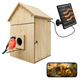 Bird House with WiFi Camera Solar Powered for Wireless Outdoors, HD View Nesting & Hatching, Box House for Bluebird Swallow Wren Chickadee, PIR Detection, SD Card & Cloud Storage, IR Night Vision IP65