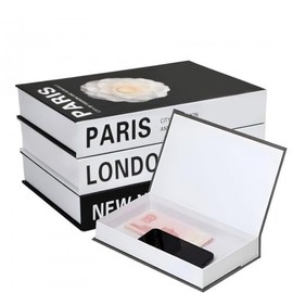 3 PCS Magnetic Decorative Fake Books, Fashion Fake Book Box, Stacked Hardcover Faux,Black White Decor Books with Storage Function, for Home/Coffee Table//Office