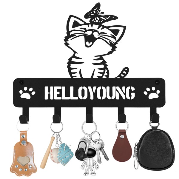 Lvjkes Key Holder, Metal Key Cabinet with 5 Hooks, Multifunctional