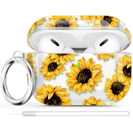 Maxjoy for Airpods Pro 2nd Generation Case Cover, Clear Sunflower AirPod Pro 2 Case for Women Cute Protective Soft Case with Keychain Strap for AirPod Pro 2nd Gen Case 2023/2022, Flower