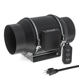 Toolazy Quiet 6" Inline Duct Fan 405 CFM Ventilation Exhaust Fan EC Motor and External Electronic 10-speed Controller for Heating Cooling Booster, Grow Tents, Hydroponics