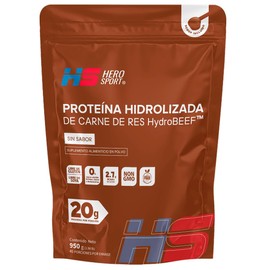 HS Hero Sport Beef Protein 950g. Proteína Hidrolizada Grass-Fed de Carne de Res Hydrobeef™, 45 Porciones por Envase, 20g de Proteina por Porción, 2.7g de BCAA's, Scoop Incluído, Bottle Free.