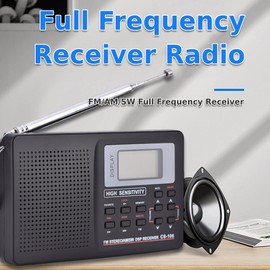 Portable AM FM Radio, FM / AM / SW / LW / TV Sound Full Frequency Receiver Receiving Radio Shortwave Radio Alarm Clock With Button automatic backlight Function(10K)