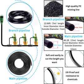 49.21 FT Garden Automatic Watering Irrigation System, Spray drip Irrigation Atomization Integrated Home Gardening Irrigation System, Garden Watering System Adjustable Flexible Nozzle Sprayer System