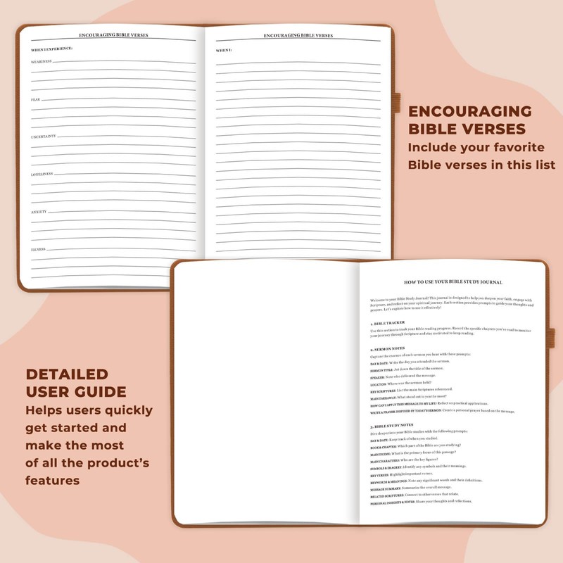 JOTFLY Bible Study Journal - Church Notes Notebook for Note