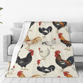 Turamurra Cute Chicken Printed Blanket Gifts for Adults Kids Soft Warm Lightweight Cozy Funny Colorful Rooster Hen Throw Blankets for Bed Sofa Living Room Couch Home Decor 50"x60"