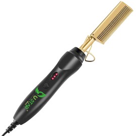 USTAR Hot Comb Hair Straightener - Electric Straightening Comb for African American Hair and Wigs - Technology Hair Straightener for Wet and Dry Hair - Quick Heated Comb for Men Long Beard