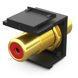 HB-DIGITAL Keystone Module with RCA Connector (Red Marking) | Multimedia Keystone for Patch Panel Network Socket Mount Adapter Coupling Plug & Play Black