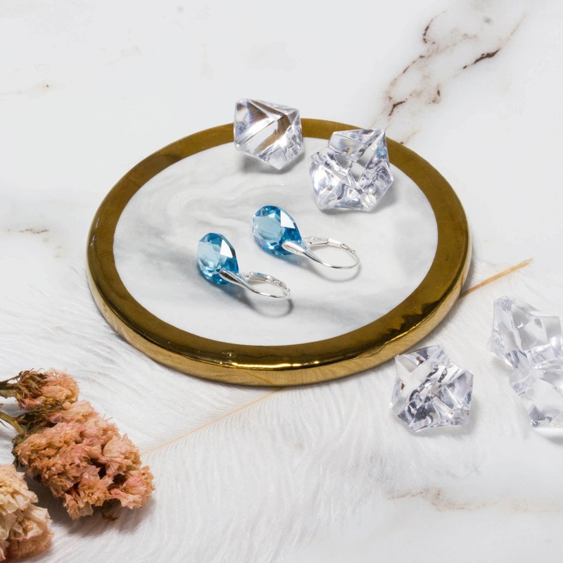 Philip Jones Sterling Silver Aquamarine Drop Earrings Created with Zircondia®