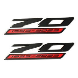 2pcs 70th Anniversary Side Emblem 3D Badges Replacement for 2020-2024 C8 Corvette Genuine GM 70th (Black Red)