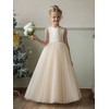 MCieloLuna Lovely Satin Tulle Flower Girl Dresses for Wedding Bow-Knot