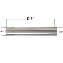 2 Inch Exhaust Pipe T304 Stainless Steel Exhaust Tubing (SS Tubo),Tailpipe 2"OD-to-ID Straight Tubing Length 17.3", Flared Slotted, Polished Finish,Universal Connector Adapter