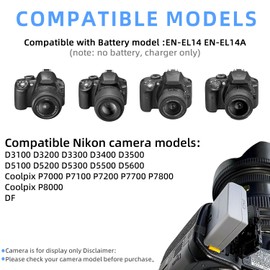 KWTOUL MH-24 Battery Charger for EN-EL14 EN-EL14a Battery Compatible with Nikon D3100, D3200, D3300, D3400, D3500, D5100, D5200, D5300, D5500, D5600 Cameras