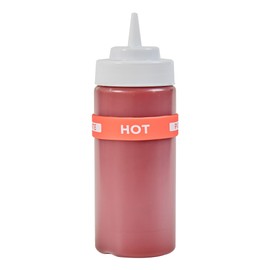 Restaurantware-First in First Out 2.75 x 0.75 Inch Hot Label Band, 1 Durable Squeeze Bottle Sticker - Flexible, Dishwashable, Red Silicone Printed Colored Food Label for Restaurants and Cafes