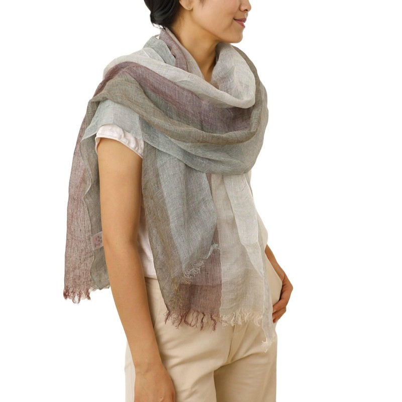 Prettystern Men's Scarf Linen Fringe Maritime Stripes Summer Scarf, T116