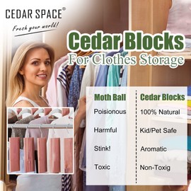 Cedar Space Cedar Blocks for Closet Storage, 100% Aromatic Red Ceder Blocks Cedar Planks (80)